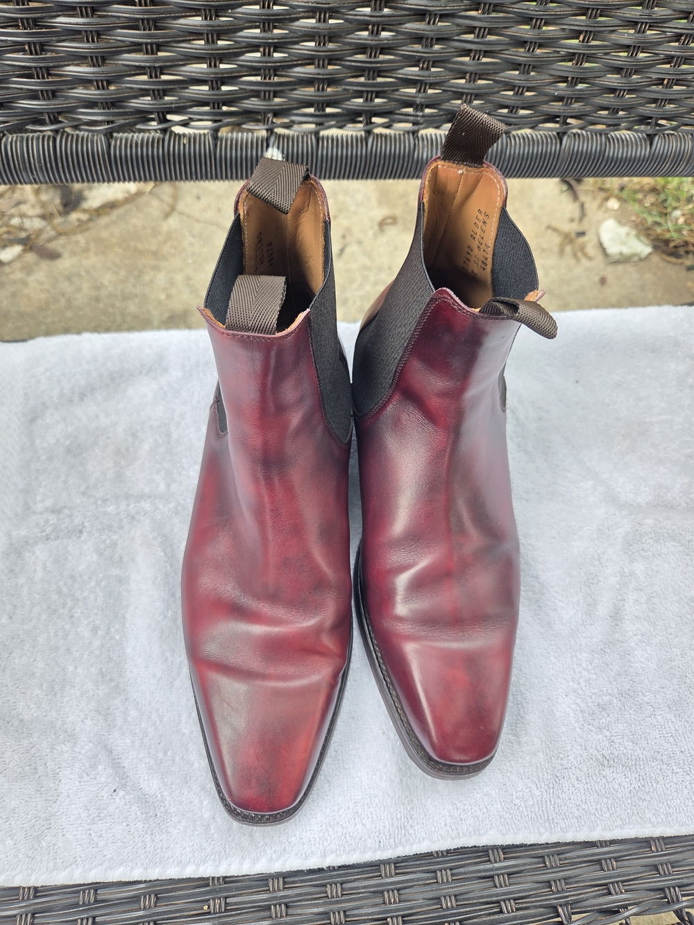 J. Fitzpatrick Chealsea Men's Burgundy/Sangria Calf Leather Boots Size 8.5